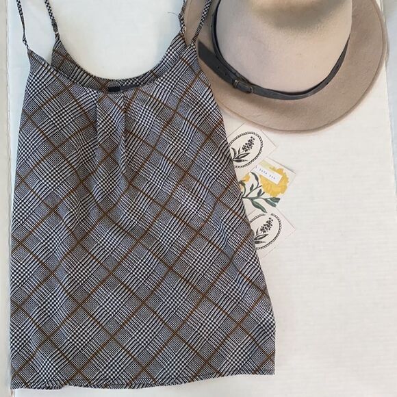 The Limited Mustard Stripe Plaid Loose Fit Tank - Picture 1 of 3